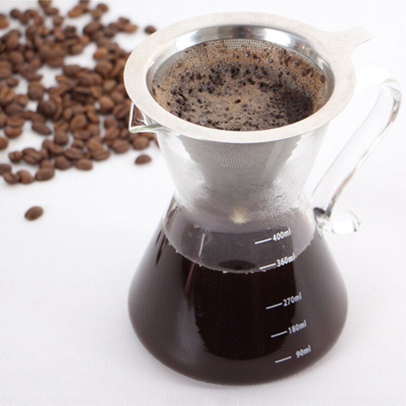 Dubbele Laag Koffie Filter Rvs Houder Giet Over Coffees Druppelaar Mesh Koffie Thee Filter Herbruikbare Trechter Gereedschap