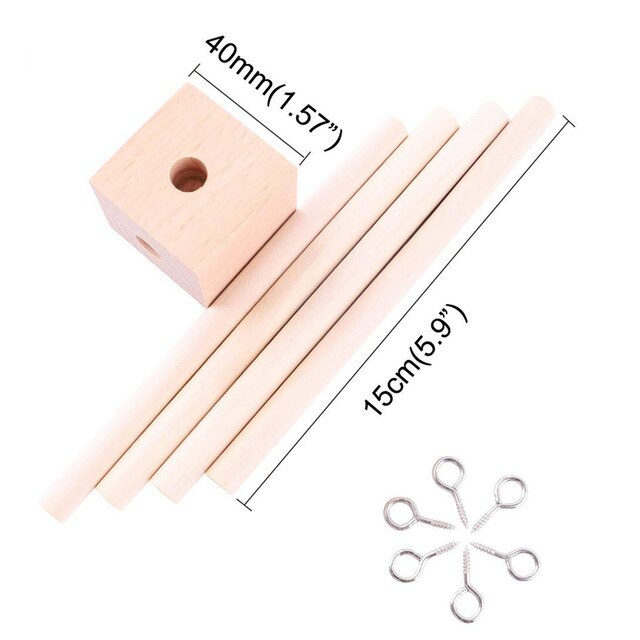 Colgador móvil de madera para cuna de bebé, marco de madera para cuna, manualidades, juguetes hechos a mano, soporte móvil para recién nacido, 1 Juego: 2