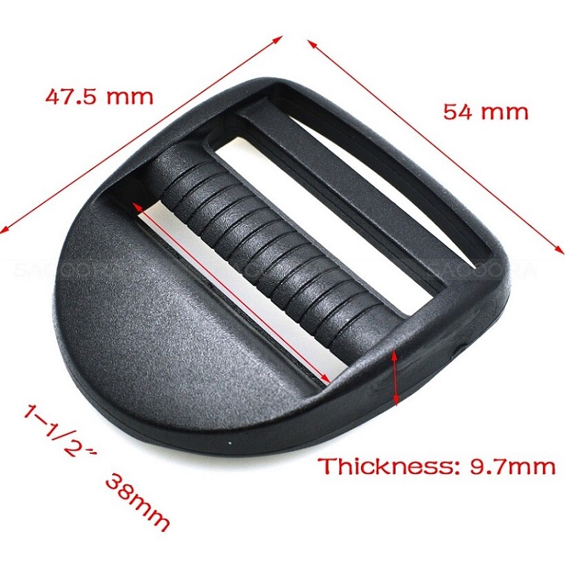 2 pz Scaletta di Plastica di Blocco Tri-Scivola Cursore Regolabile Fibbie per Zaini Cinghie di scarpe Borsa Gatto Collare di canna di DIY accessori: Webbing Size 38mm