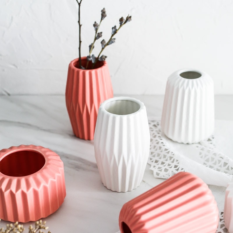 1pc vases origami en céramique pour fleurs, décoration d'intérieur, vase de table, pièce maîtresse en porcelaine, récipient pour plantation d'eau