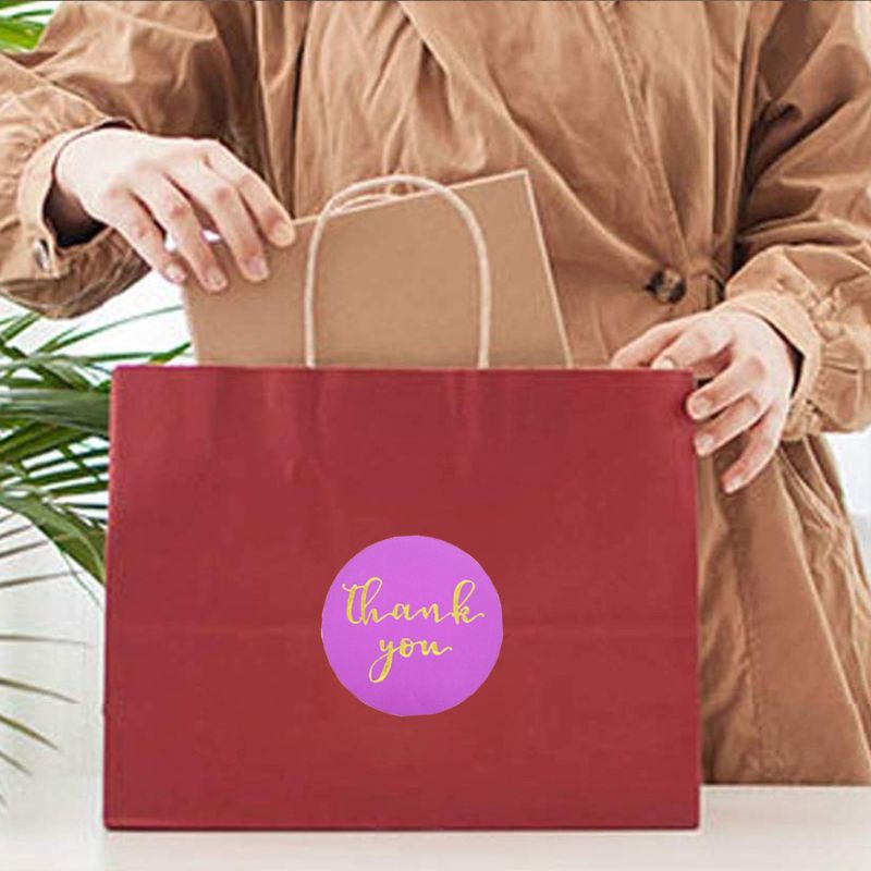 500 Uds./rollo, pegatinas de agradecimiento, sello de hoja de oro, álbum de recortes con decoración para bodas, adhesivo de papelería