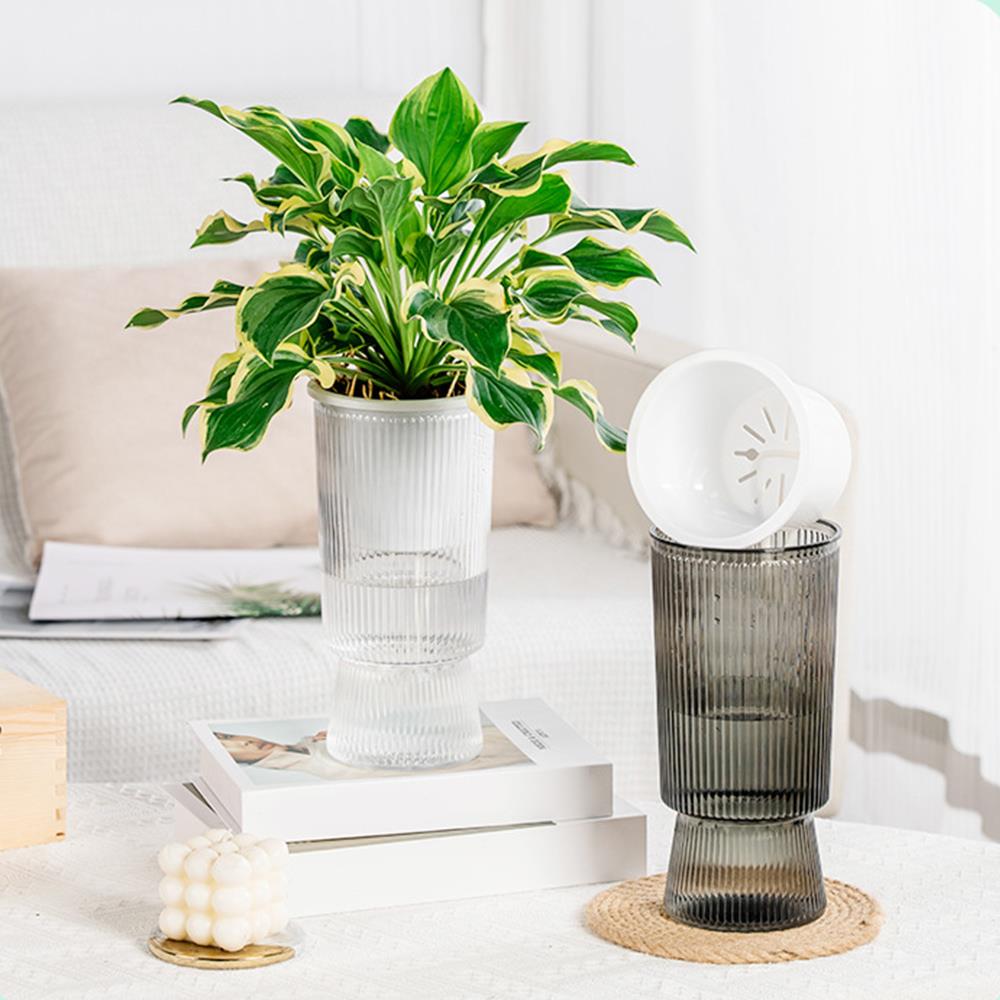 Imitatie Vazen Waterloze Teelt Planter Potten Zelf Water gevende Bloempotten Plastic Vaas Scandinavische Stijl Transparante Bloemenvaas