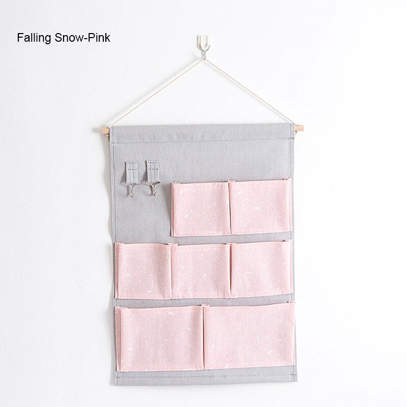 7 Pockets Over The Door Organizer Wall Closet Hanging Storage Bag Multilayer Linen Fabric Pouch Debris Organizer Bag Storage: 07