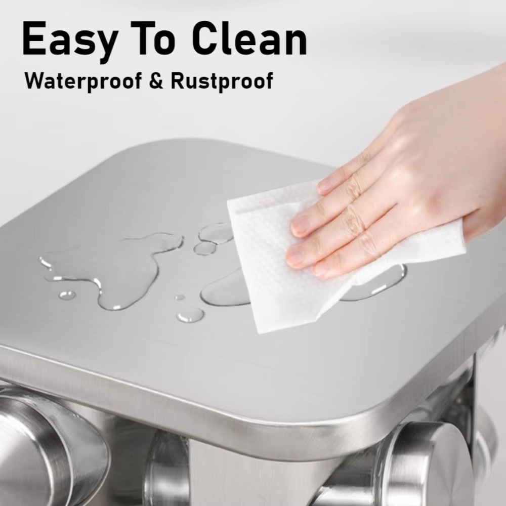 360° Rotating Spice Rack Stainless Steel Seasoning Vertical Spice Sorting Rack Square Condiment Organizer Salt Sugar Containers