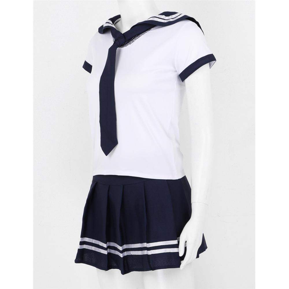 Disfraz de Cosplay para mujeres y adultos de 3 uds., uniforme de marinero, camiseta de manga corta con Falda plisada y corbata