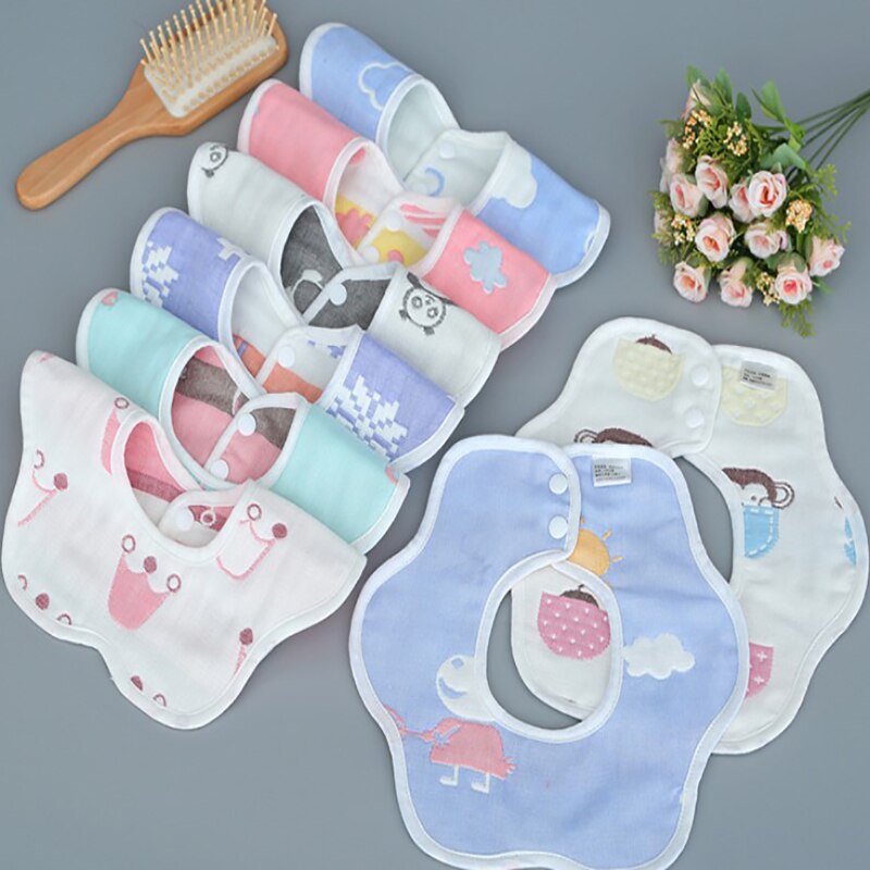 Baby Bibs 360 Degree Rotation 8 Layers Gauze Muslin Baby Kids Bandana Burp Cloth Soft Newborn Infant Saliva Towel Baby Stuff