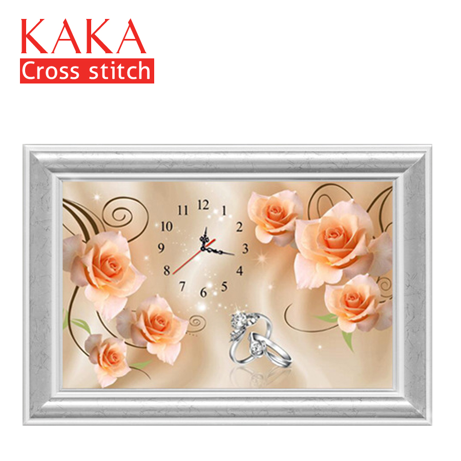 Kaka korsstingssæt ,5d rose ur blomster, broderi håndarbejde sæt med trykt mønster ,11ct lærred, boligindretning maleri