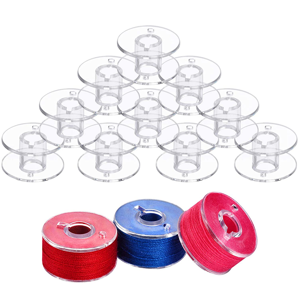 Bobinas transparentes para máquina de coser, 10-50 Uds., para bricolaje, bordado acolchado, bobinas de plástico, carretes de bobina vacíos, herramientas de costura