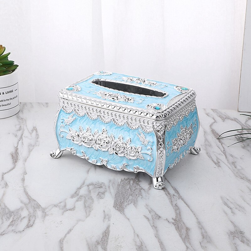 Modern European Ornate Tissue Box Cover, Luxury Noble Paper Facial Tissue Napkin Holder For Bedroom Office