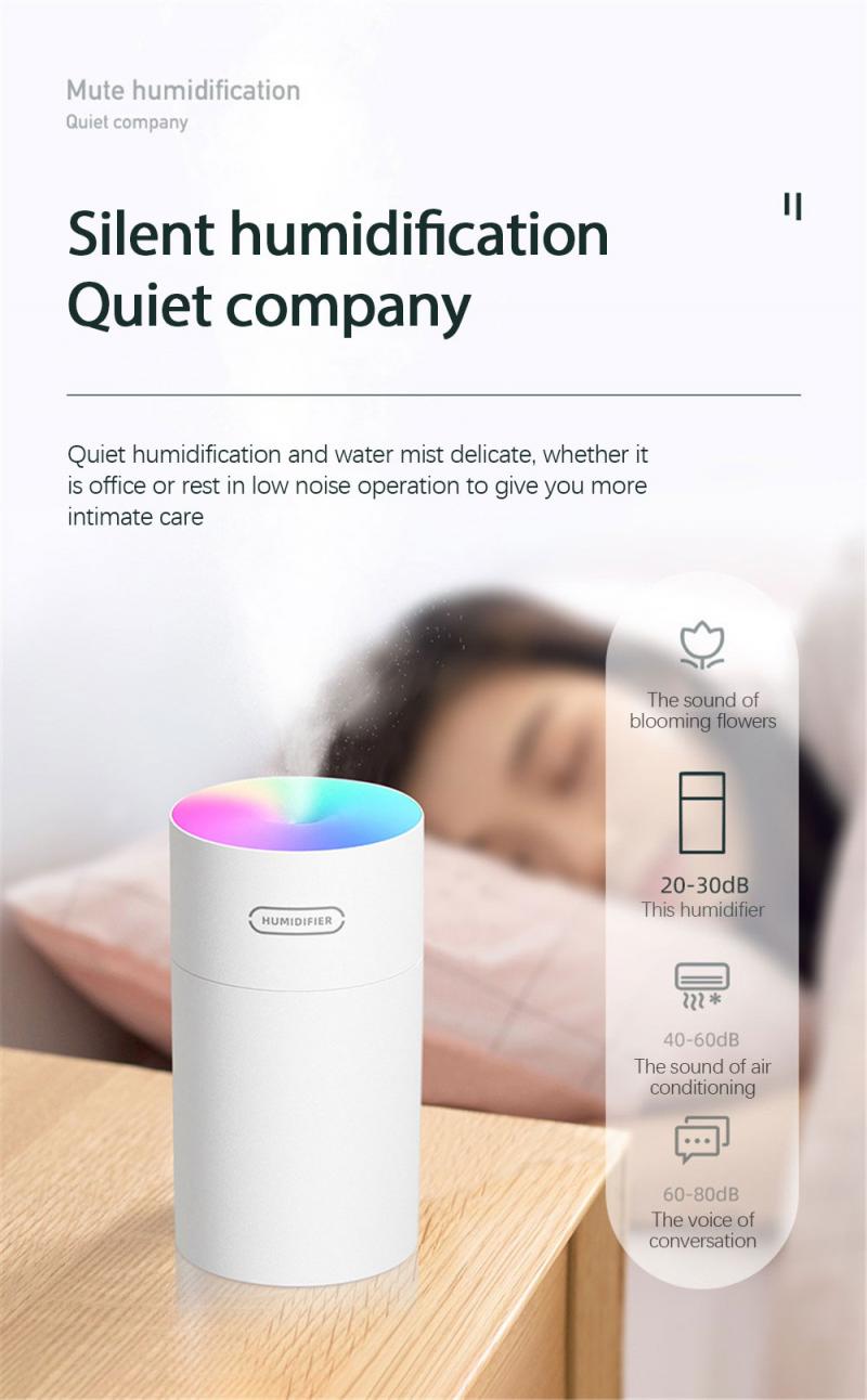 270/300ml Air Humidifier Ultrasonic Aroma Essential Oil Diffuser Mini USB Cool Mist Maker Aromatherapy With Colorful Light