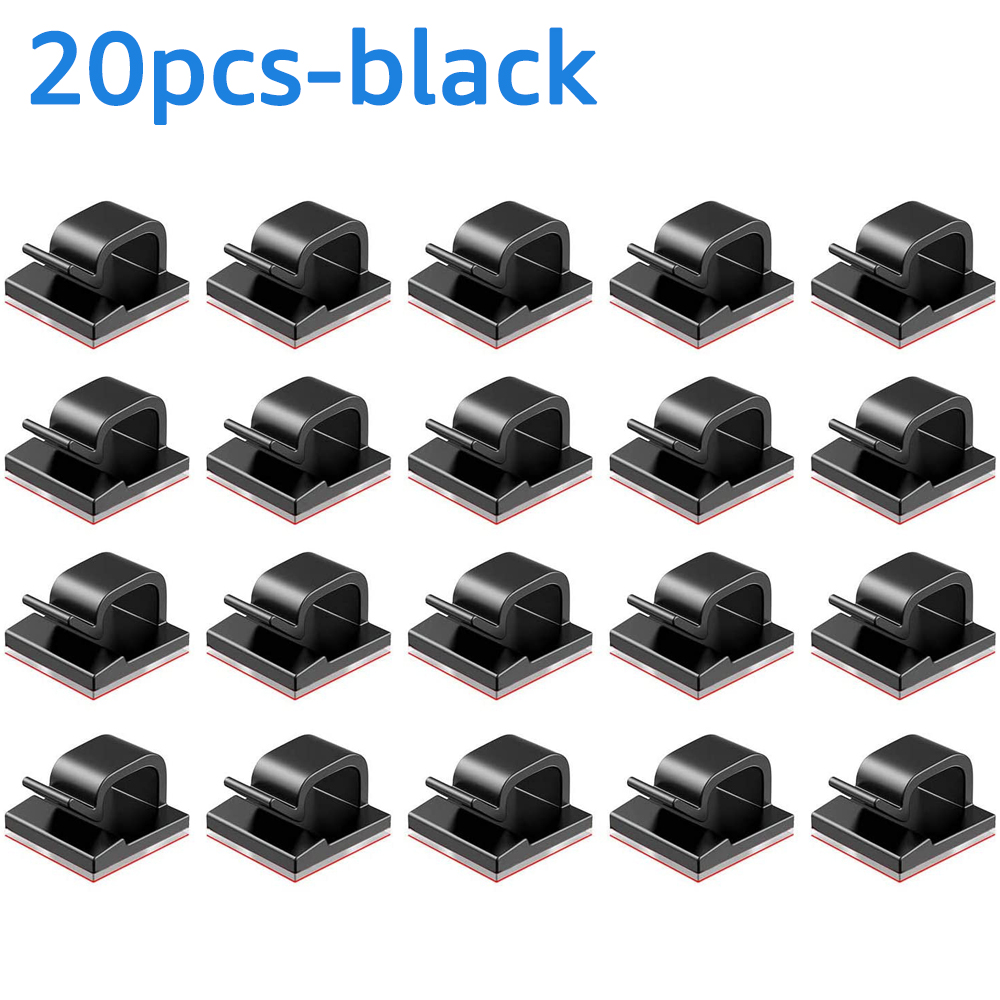 Untoom Usb Kabelhaspel Desktop Kabel Organizer Beheer Clip Kabel Protector Houder Voor Computer Muis Toetsenbord Oortelefoon Draad: Black-20pcs