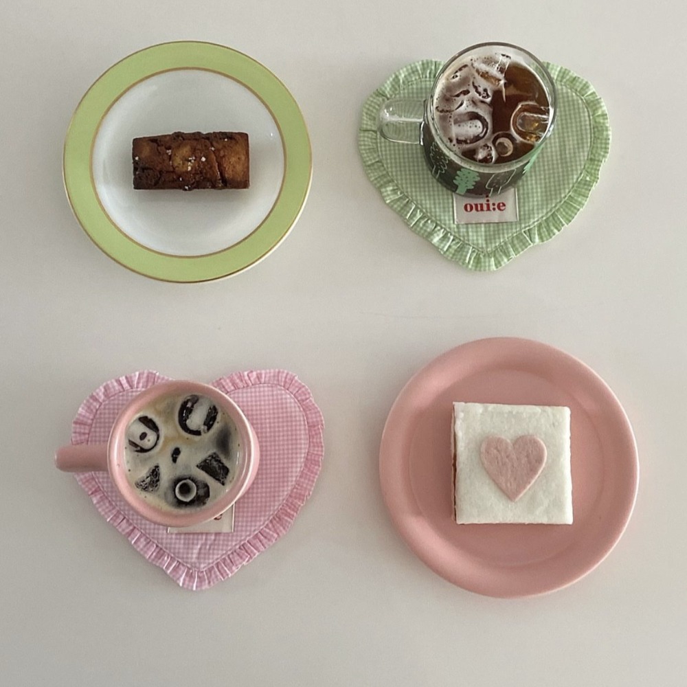 Keukenaccessoires INS Hartvormige geruite maaltijdmat Katoen Leuke kommatten Draagbare delicate isolatie Pad Mat Woondecoratie