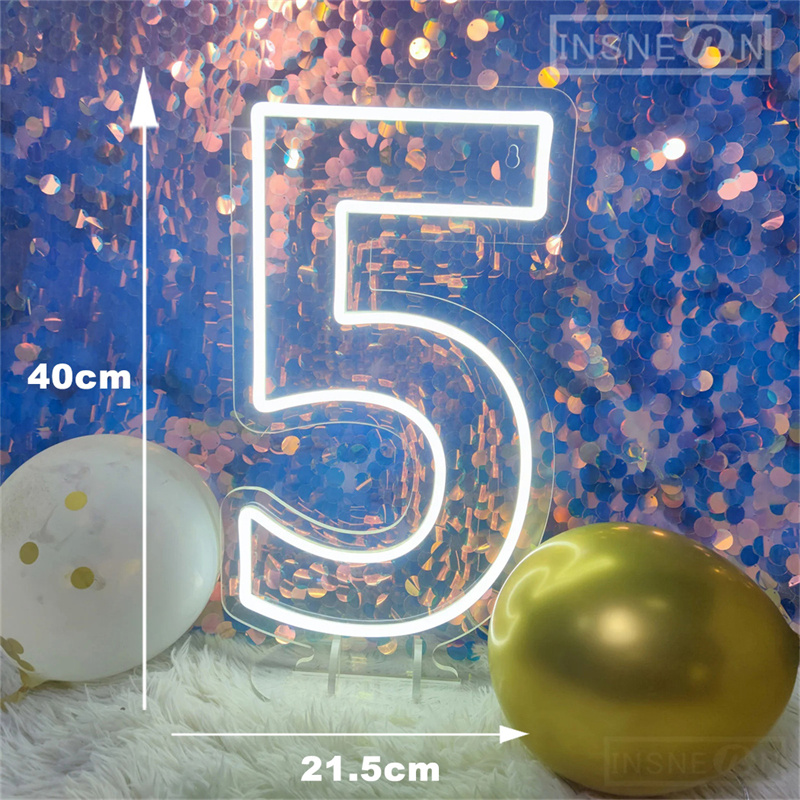 Letrero de neón con números, luces acrílicas de cumpleaños de 0 a 9 con interruptor para aniversario, boda, , negocios, salón de belleza, decoración de pared, 40cm: Rojo / 1 W
