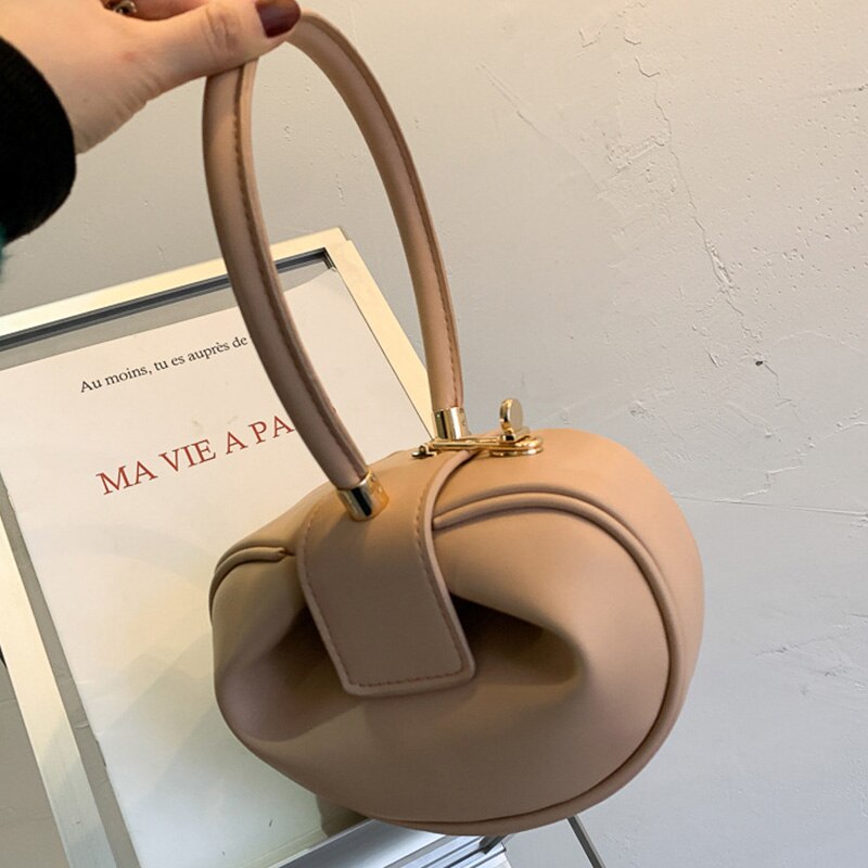 Kupplung Frauen Tasche retro lässig Handtasche Schulter Taschen Weibliche Leder Solide Subaxillary Tasche Neue Mini Knödel Tote Geldbörse: khaki  Schulter Tasche