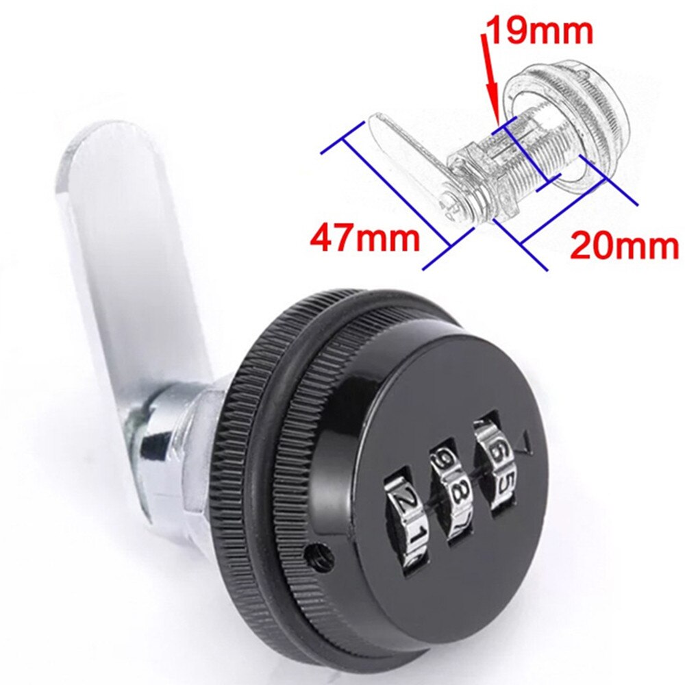 3-digit Password Cabinet Lock Key Less Drawer Combination Locks Security Home Cam Lock Zinc Alloy Door Hardware for Mailbox: Black