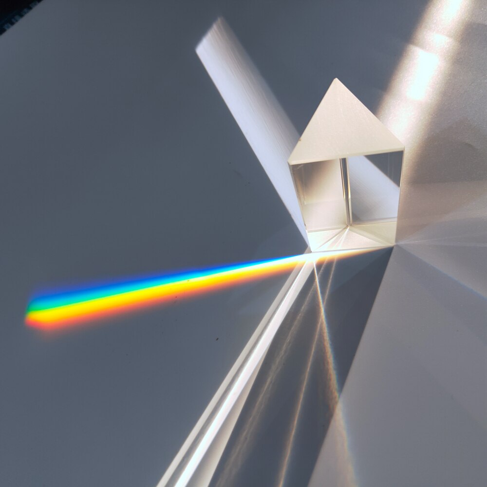 30x30x50mm Dreieckigen Prisma BK7 Optische Gebrochen Licht Spektrum Regenbogen Prismen Glas Physik Lehre freundlicher Studenten präsentieren