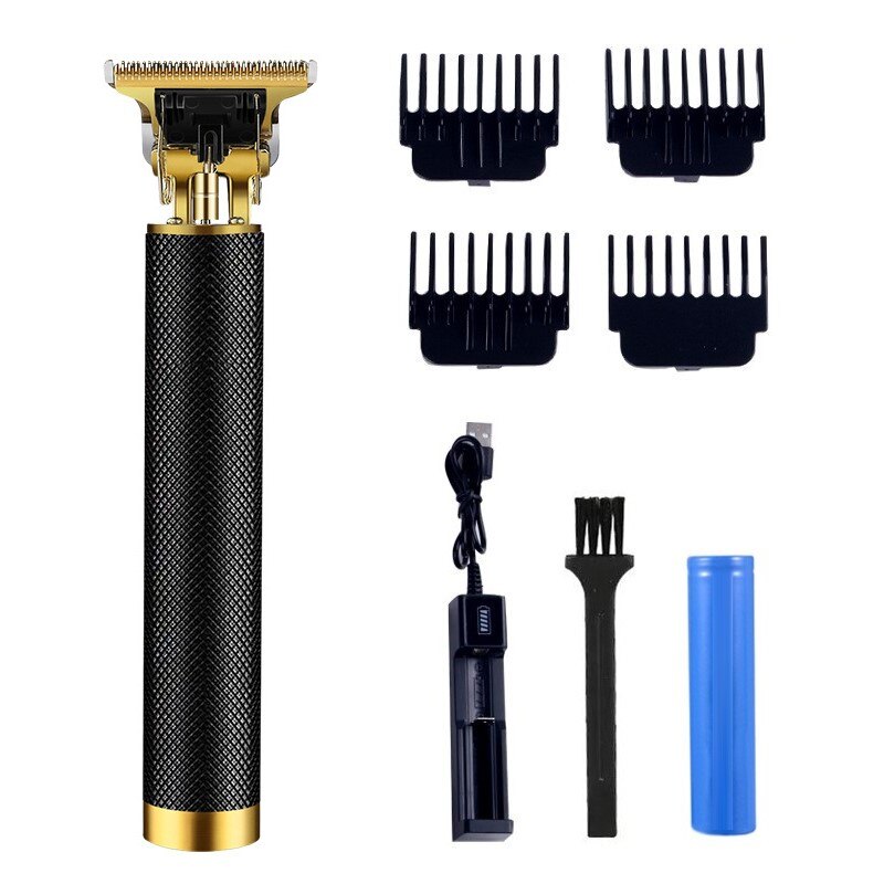 Maquinilla de afeitar de peluquero para hombres, afeitadora recargable estilo Retro T9 con cabezal de aceite, cortadora de pelo inalámbrica para niños, afeitadora de estilismo para mascotas: Black grid