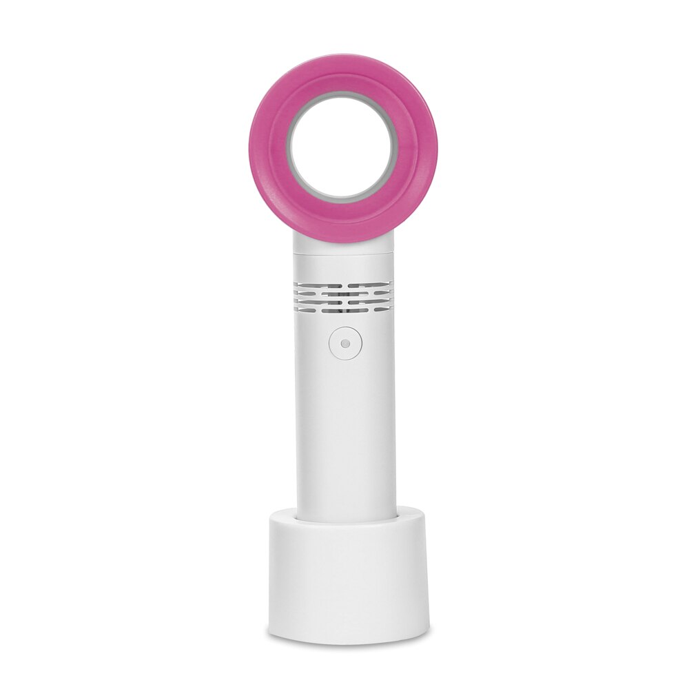 Mini elektrische ventilator, bladloze ventilator, draagbare draadloze usb-handheld-oplaadventilator, desktop minikoeler, kleine ventilator zonder blad: Wit