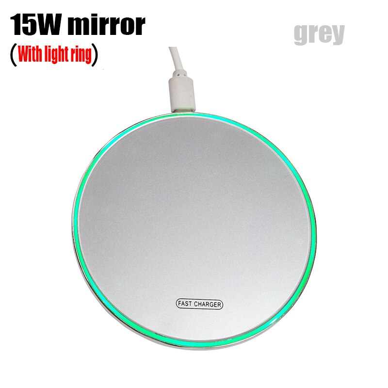 Qi wireless fast charger ultra-thin metal pad 15W wireless fast charger for iPhone13por Huawei Android Samsung S9 Note8 adapter: 08 Mirror grey
