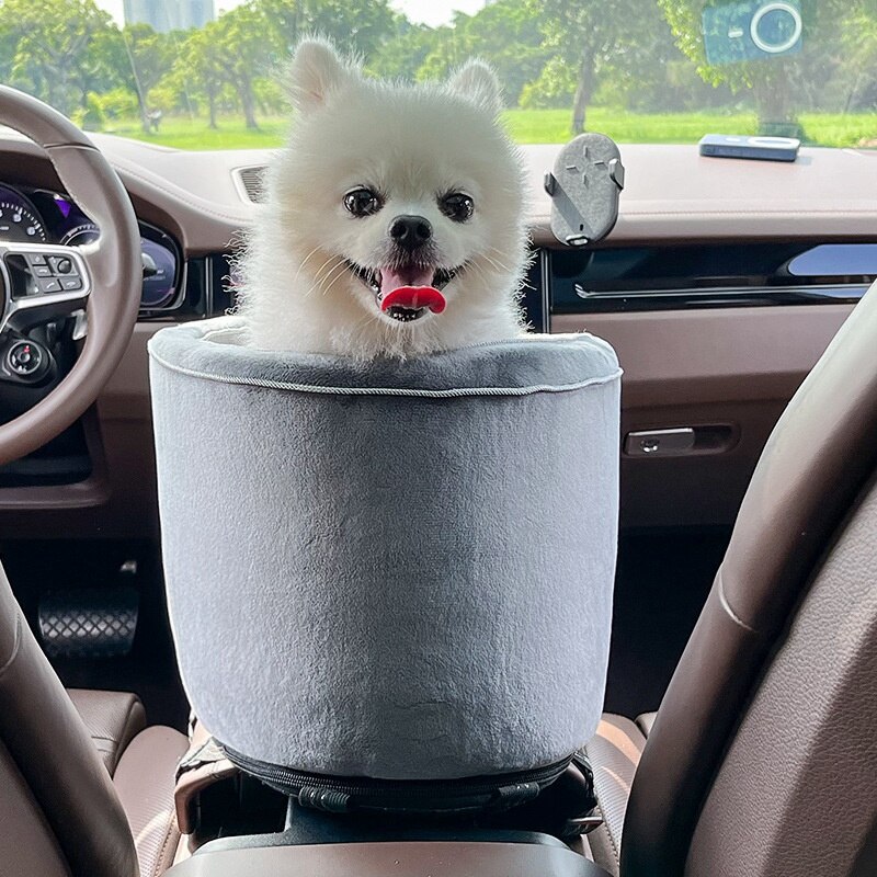 Arm Rest Dog Car Seat,Dog Booster Car Seat For Small Dogs,Pet Car Console Seat Travel Carrier Cage For Cars