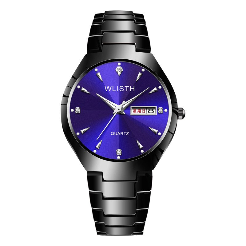 Lover Horloges Paar Horloge Goud Heren Staal Quartz Dubbele Kalender Lichtgevende Waterdichte Mode Horloge Cadeau Voor Meisje: Men 2