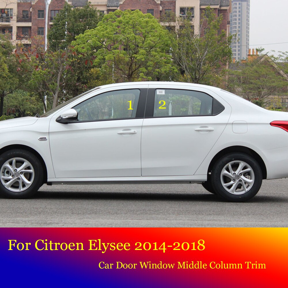 For Citroen Elysee C-Elysee Car B C Pillar Middle Central Column PC Carbon Window Trim Decoration Strip Protection