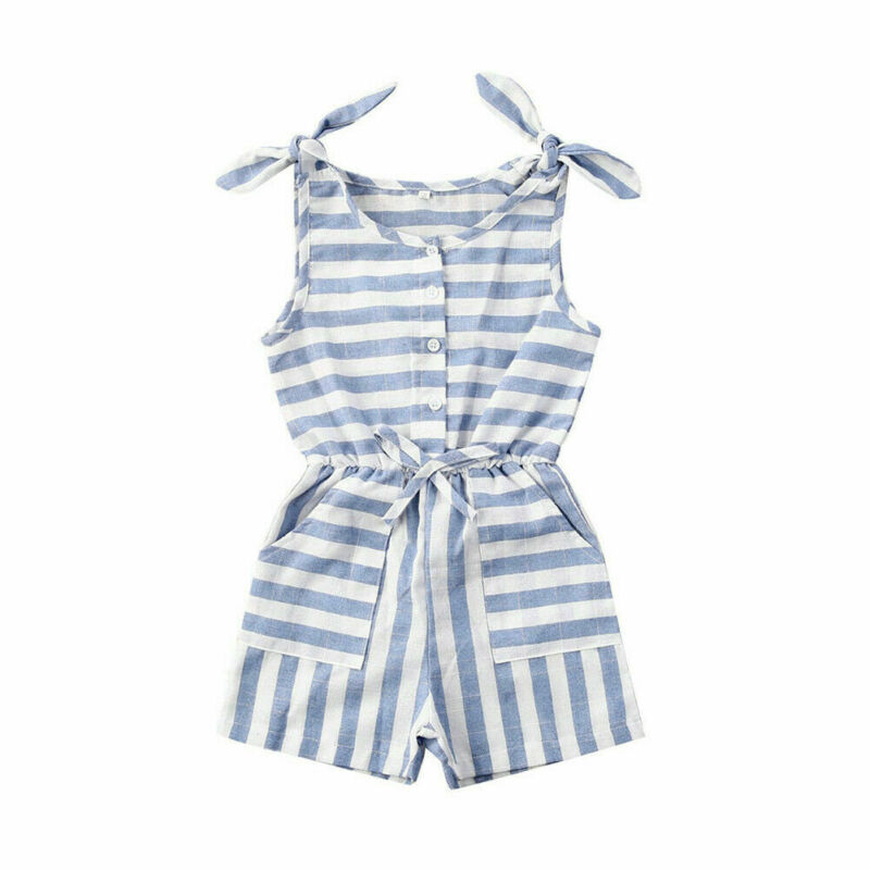 1-5 jaar casual kind babymeisje gestreepte kleding mouwloze romper jumpsuit outfit zonnepak