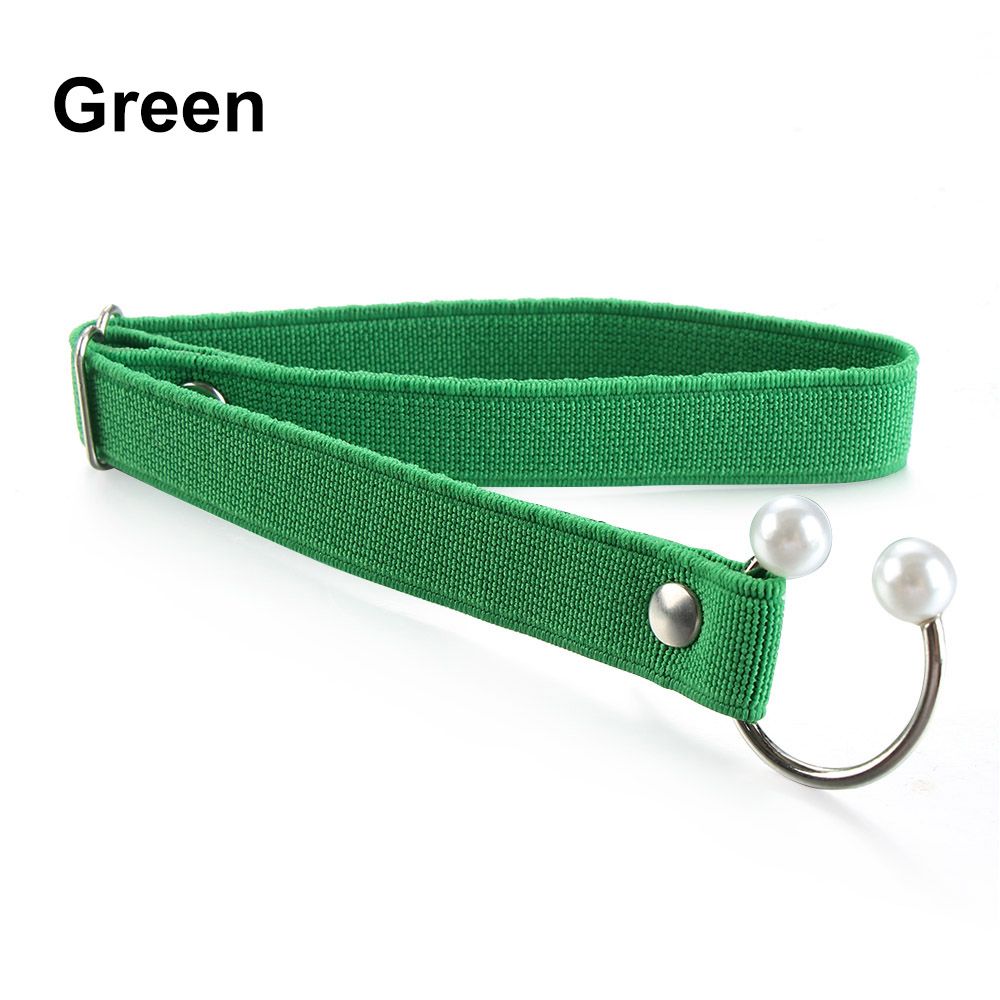 Correa elástica para zapatos de tacón alto para mujer, correa ajustable con perlas en forma de U, cordón elástico anticaída, accesorios para zapatos, 1 par: green