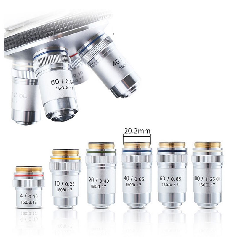 4X 10X 20X 40X 60X 100X Microscope Objective Lens Achromatic Objective Laboratory Biological Microscope parts