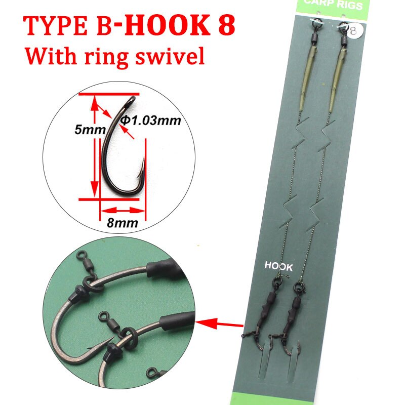 Carp Fishing Accessories Ready Tied Ronnie Carp Rigs Quick Change Hooklink Carp Fishing Hook Line For Carp Fishing End Tackle: Type B-8