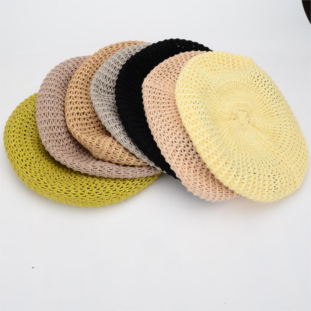 COKK-boinas francesas de punto hechas a mano para mujer, boinas negras huecas, transpirables, sombrero de pintor, boinas para estudiantes