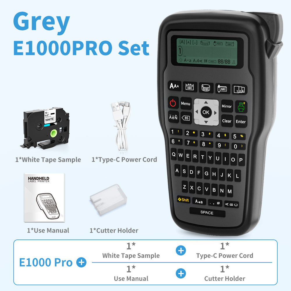 E1000PRO Portable Industrial Label Printer Compatible with Ordinary labels,Heat Shrink Tubing, Cable Labels, Ribbon Labels etc.: black