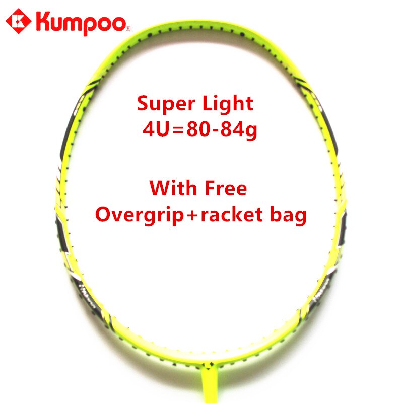 Kumpoo Badminton Racket Super Light 4U 80-84g Full Carbon Ball Control Racquet with 5 Colors L810OLB