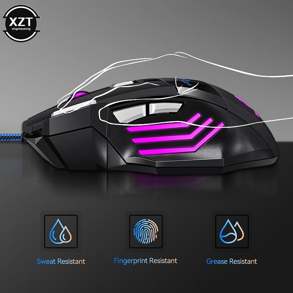 Wired Gaming Mouse 7 Button Ergonomic USB Optical Mice 5500 DPI Backlight Adjustable for PC Gamer Computer Desktop