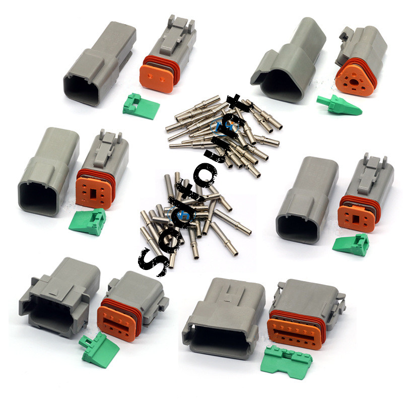 Kit de 10 conectores Deutsch DT 2/3/4/6/8/12 pines Kit de conector de cable eléctrico resistente al agua 22-16AWG motor/caja de cambios eléctrica resistente al agua