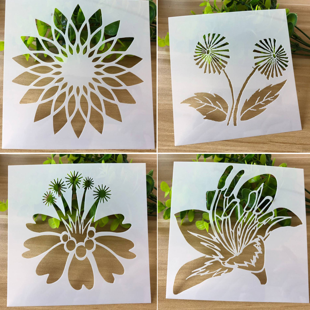 Plantilla de pintura en relieve hueco de hojas de diente de león, diario de álbum de recortes, plantilla de copia pintada a mano, decoración de pared, plantilla de dibujo