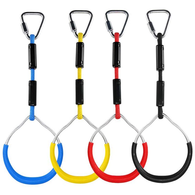 Färgglada gunga gymnastikringar utomhus lekset lekredskap för ninja line monkey ring klätterring hinder ring swi: Default Title