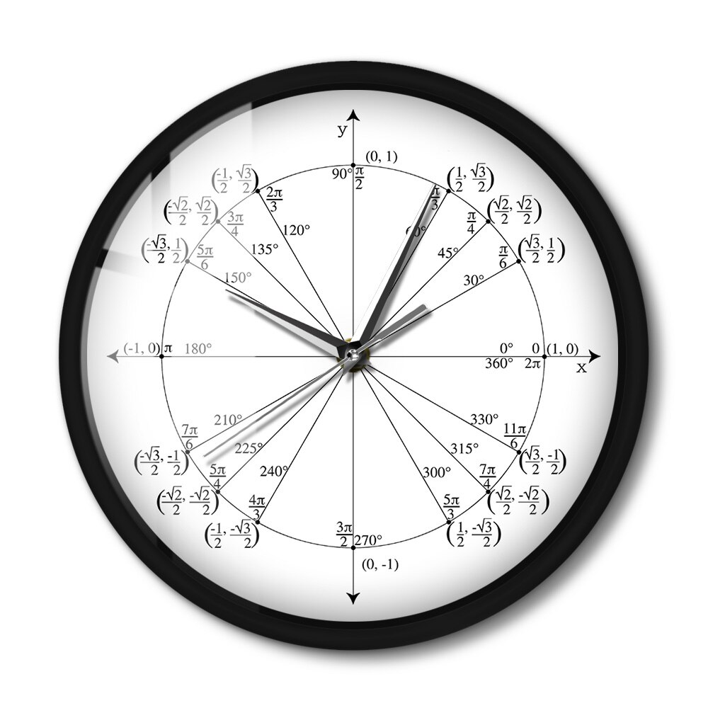 Unit Circle Mathematical LED Smart Wall Clock Radian Labeled Angles Value Sound Control Watch Trigonometry Pre Calculus Light