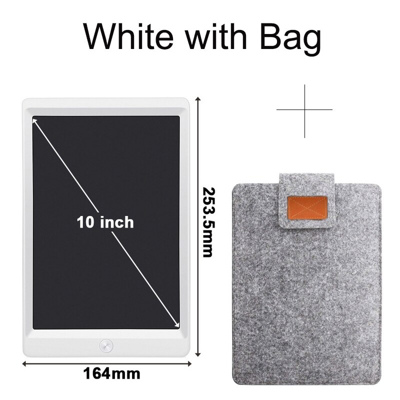 Tekening Pad Lcd Schrijfbord Tablet 10 Inch Art Digitale Elektronica Grafische Draagbare Met Schakelaar Stylus Pen Voor Kids: White with Grey Bag
