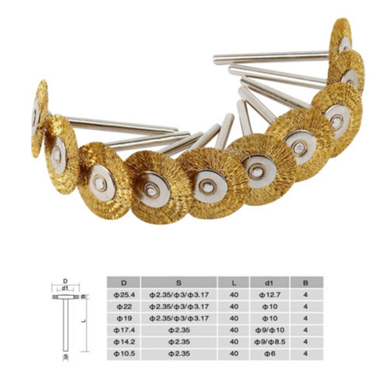 10pcs Set Polishing Wire Brush Wheel Rotary Attachment Parts Abrasive Rust Scrub