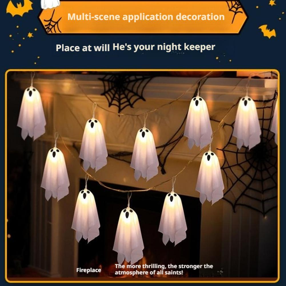 Światełka doprowadziło na Halloween, świecące zawieszki z małymi duszkami, dekoracje na imprezę/robić domu, tworzące atmosferę, dekoracje sceniczne.
