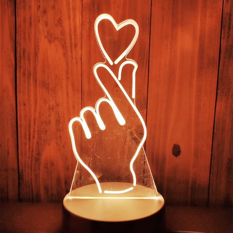 für Freundin Freund 3D Hologramm Lampe USB Acryl Lichter Romantische Liebe Jahrestag Vorhanden Valentinstag