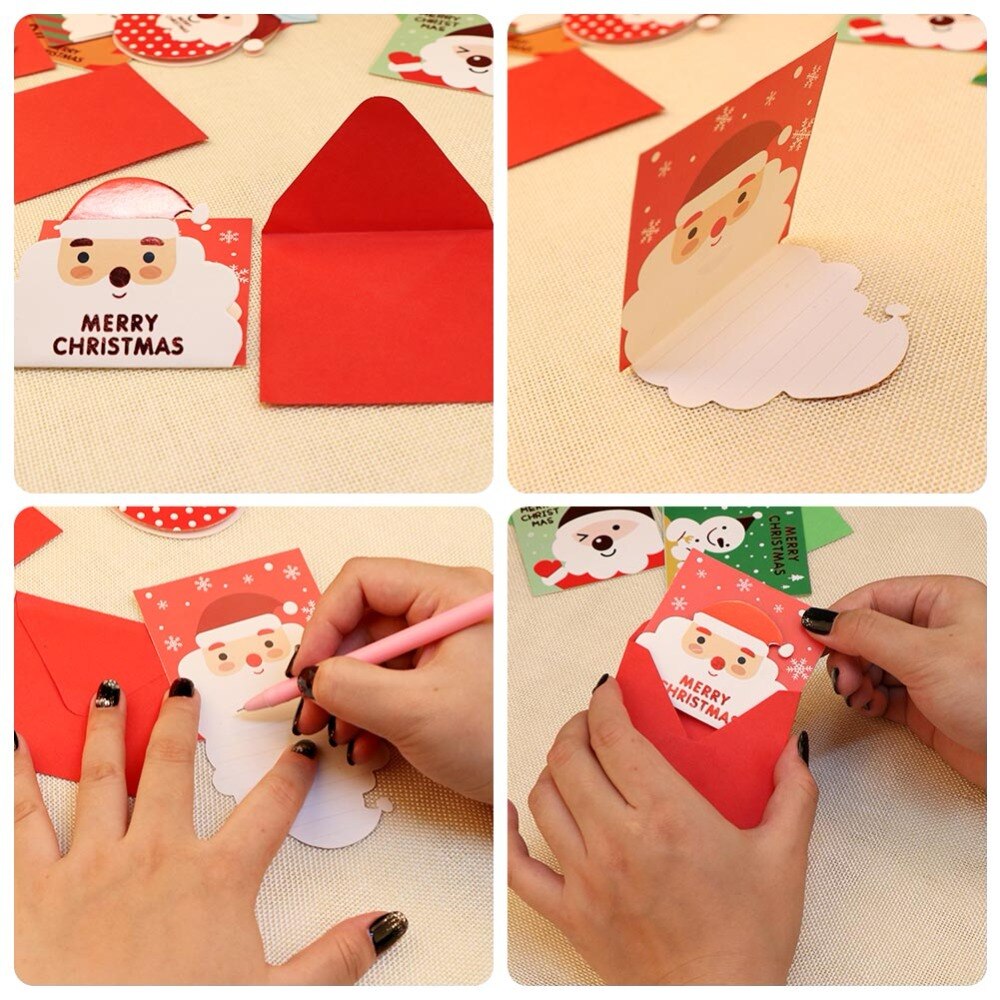 OurWarm 20pcs Kerst Jaar Kaarten Uitnodigingskaart met Envelop Cartoon Snoman Santa kids Birthday Party Favor Kaarten
