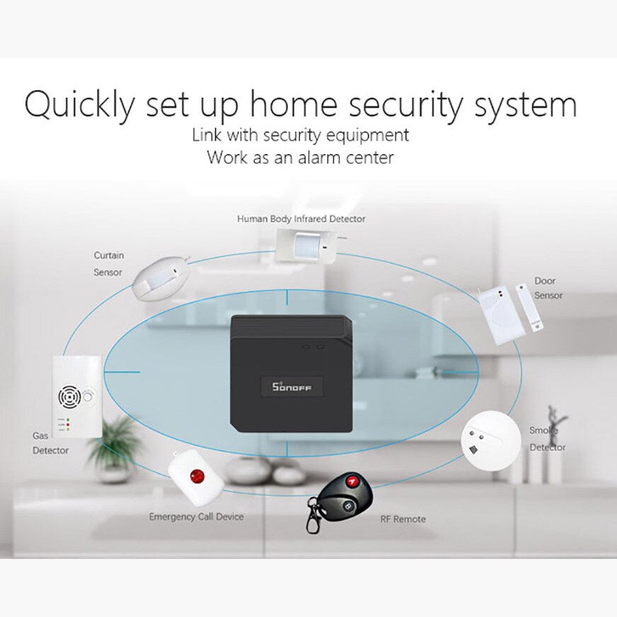 Itead SONOFF RF Bridge 433Mhz RF PIR2 Motion Sensor DW1 Door &amp; Window Alarm System For Smart Home Alarm Security Work with Alexa