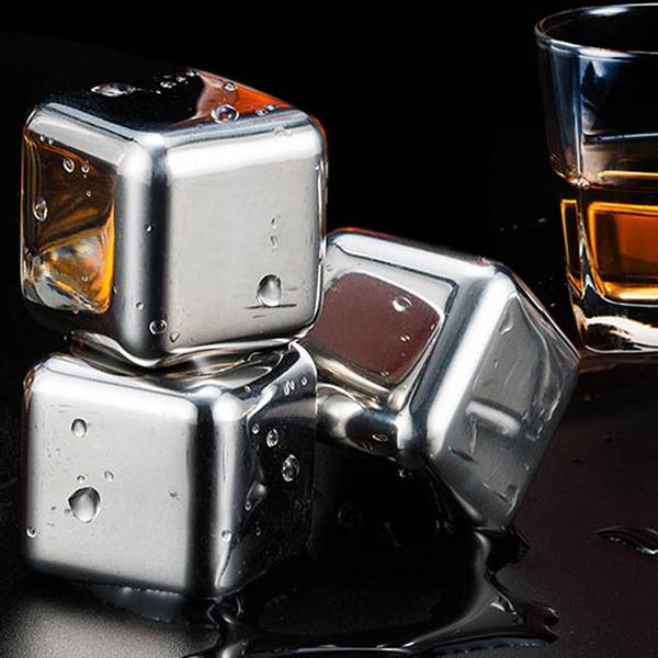 Whiskey Ice Square Stones, 8 Reusable Stainless Steel Ice Square,Metal Cooling Stones Bar Accessories