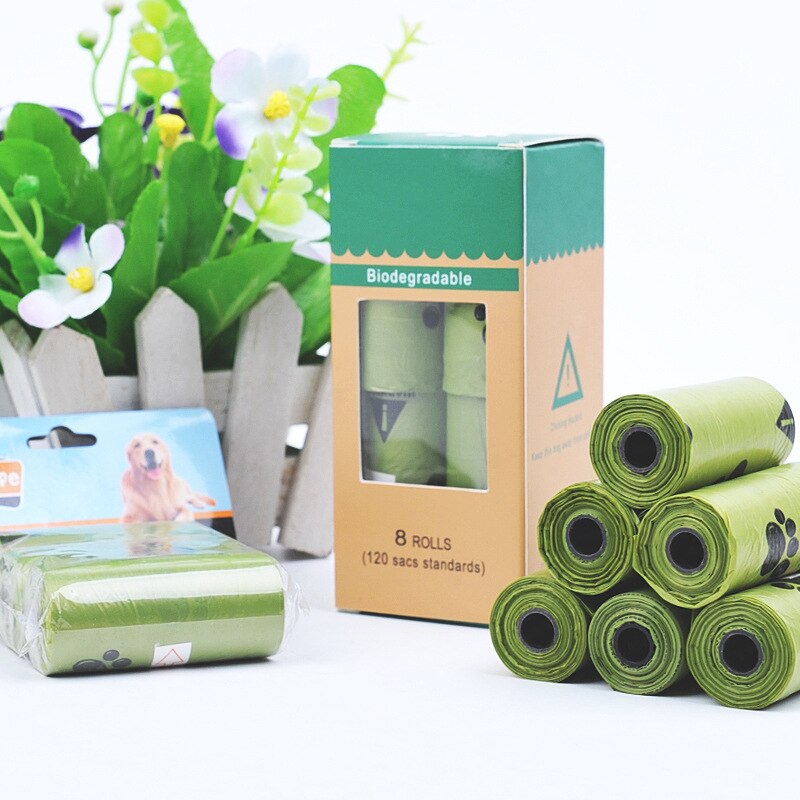 8 rolek/120 sztuk torba na odchody psa degradacja jednorazowy worek na śmieci karton odebrać torby toaletowe kot worki na śmieci odkryty czysty worek na śmieci
