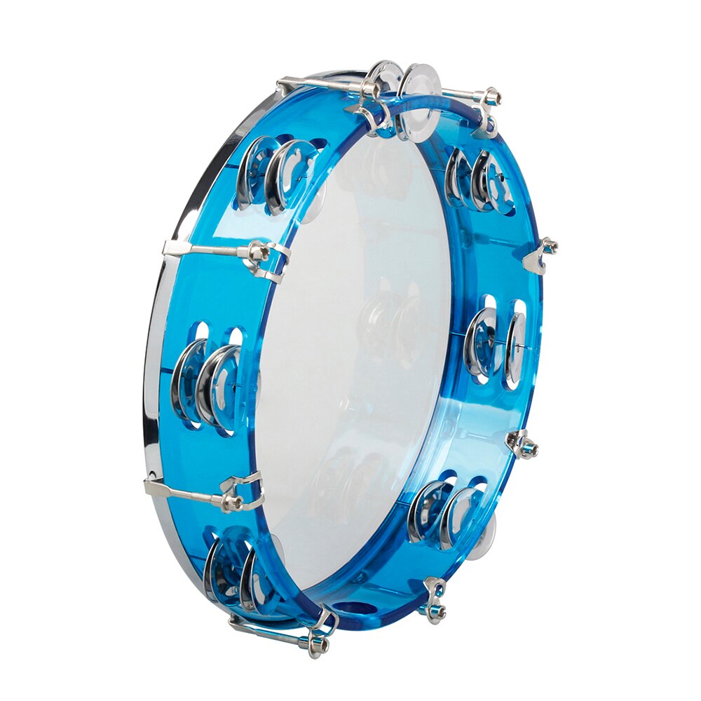 10 Inch Tambourine Percussion Instrument Self-Tuning Tone Hand Drum Double Row Jingles Bell Musical Educational Toys