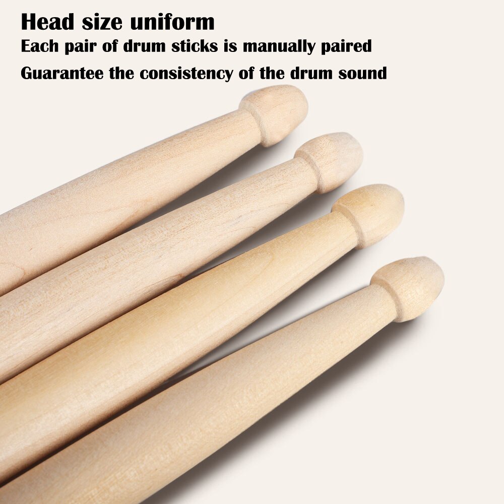 Drum Sticks 5A White Birch Wood Maple Wooden Drumsticks Electronic Drum Rack Drum Sticks for Percussion Instruments Accessories