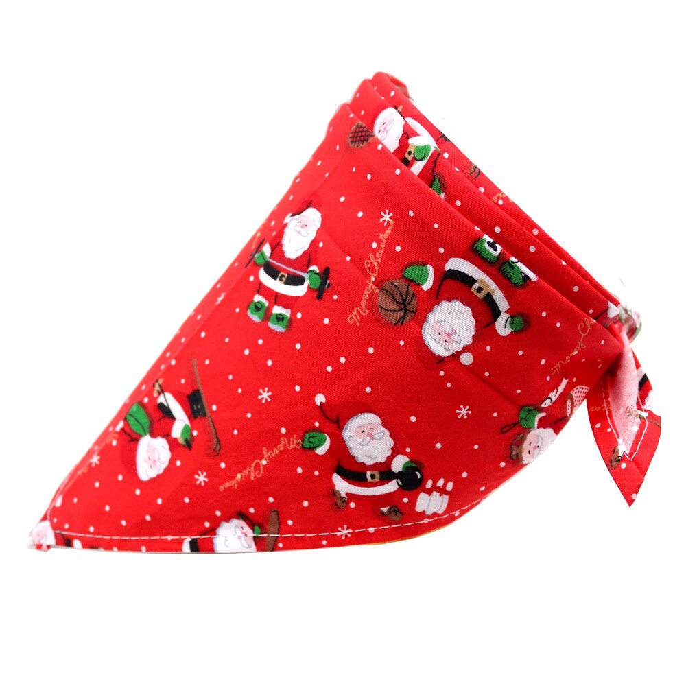 Slakkenhuis huisdier kat hond bandana slabbetjes kerst bedrukte sjaal halsband huisdier halsdoek kat puppy speeksel handdoek honden driehoekige handdoek: Sneeuwvlok rood / 64cm