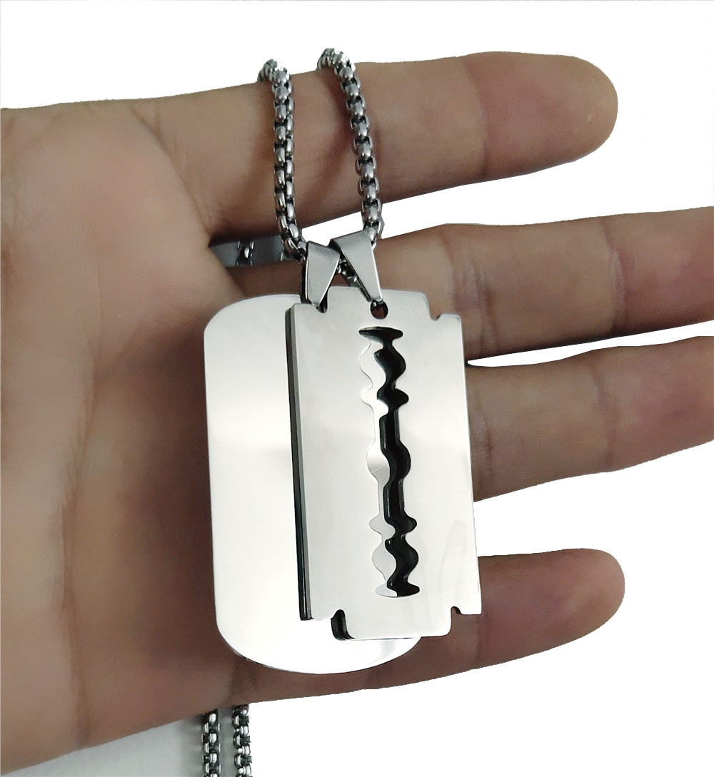 100% in Acciaio Inox A Doppio Dogtag Pendente Della Collana Per Gli Uomini In Bianco Army Ketting Soldato Militare Collare Piatto Lucidato A Specchio: Silver Blade Tag